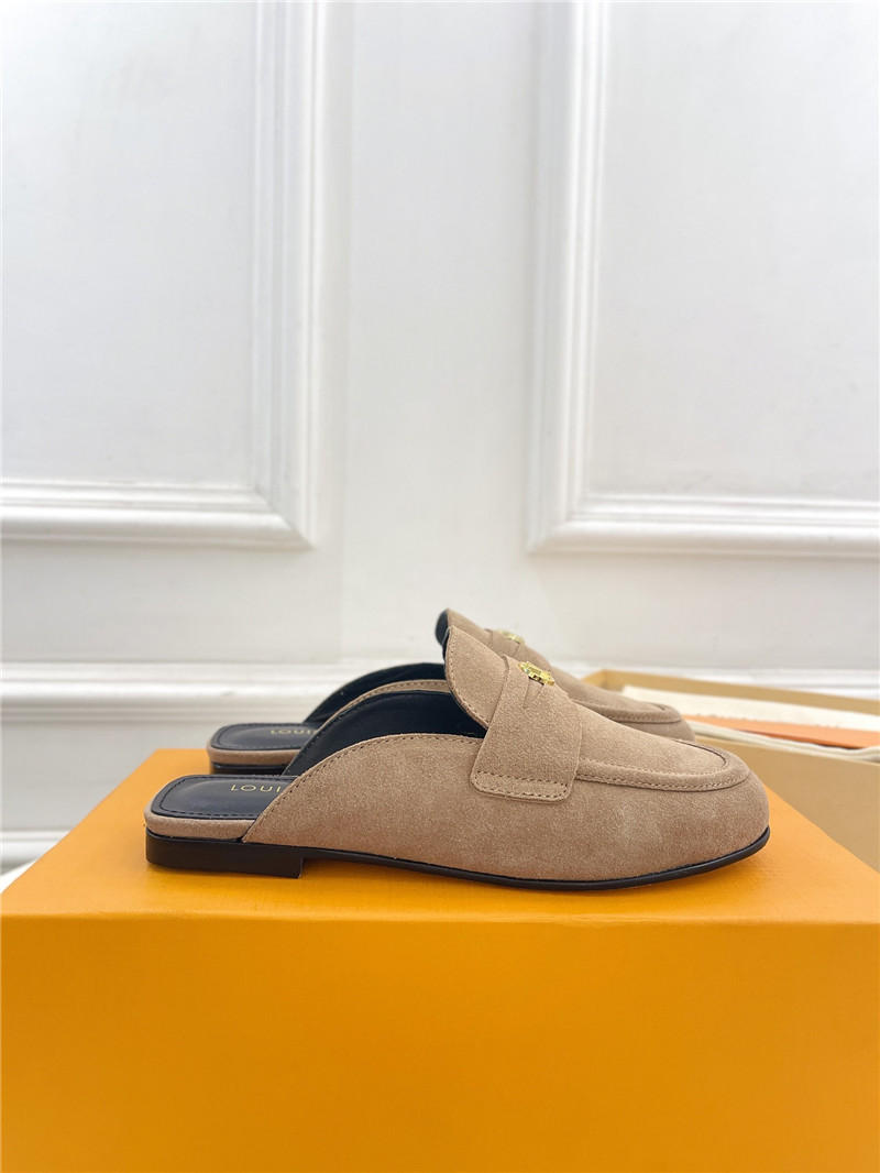 LV Soho Open Back Loafers Quartz Suede