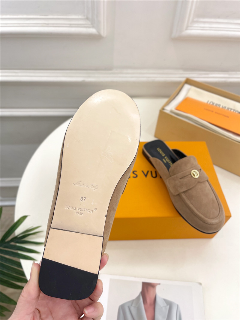 LV Soho Open Back Loafers Quartz Suede