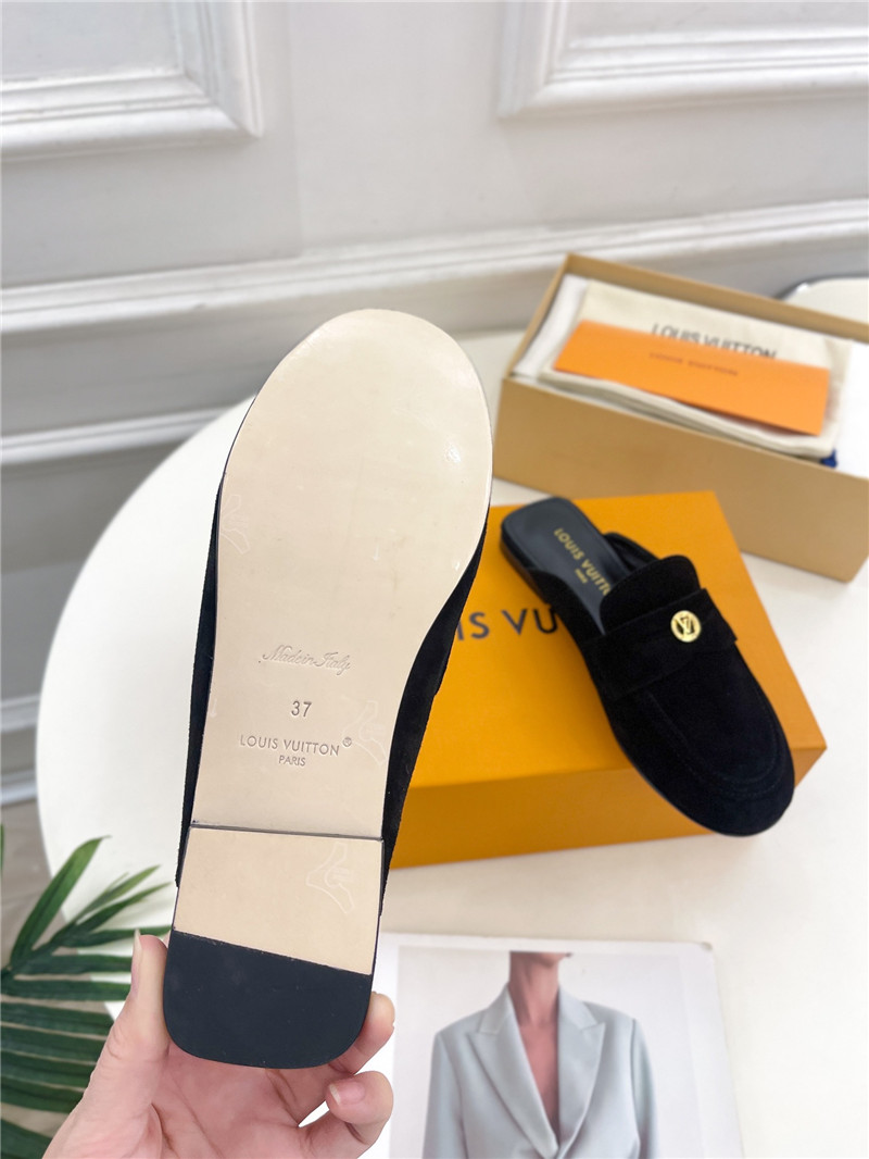 LV Soho Open Back Loafers Black Suede