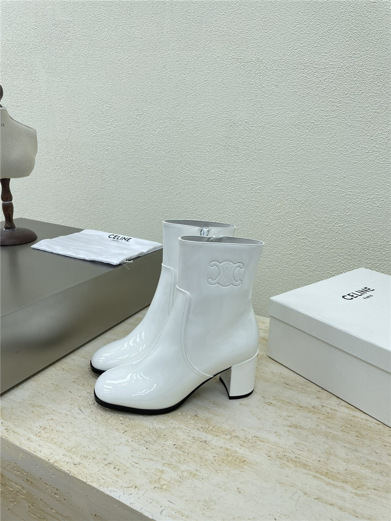 Ce1i*e white patent leather ankle boots