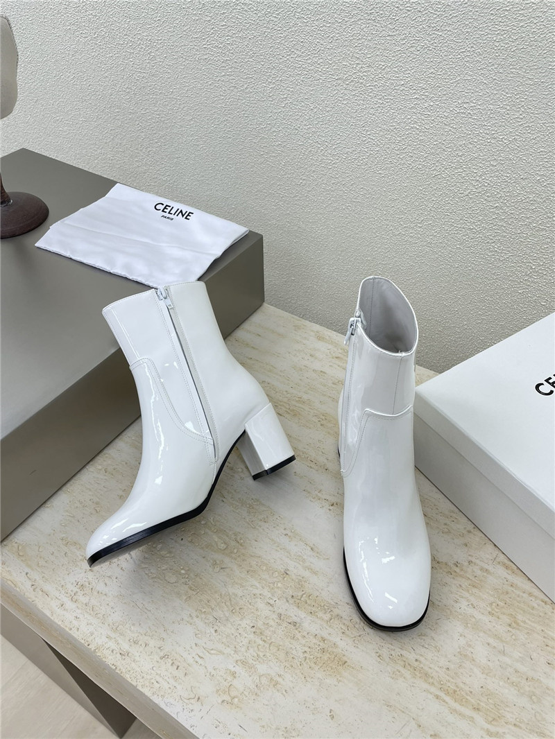 Ce1i*e white patent leather ankle boots