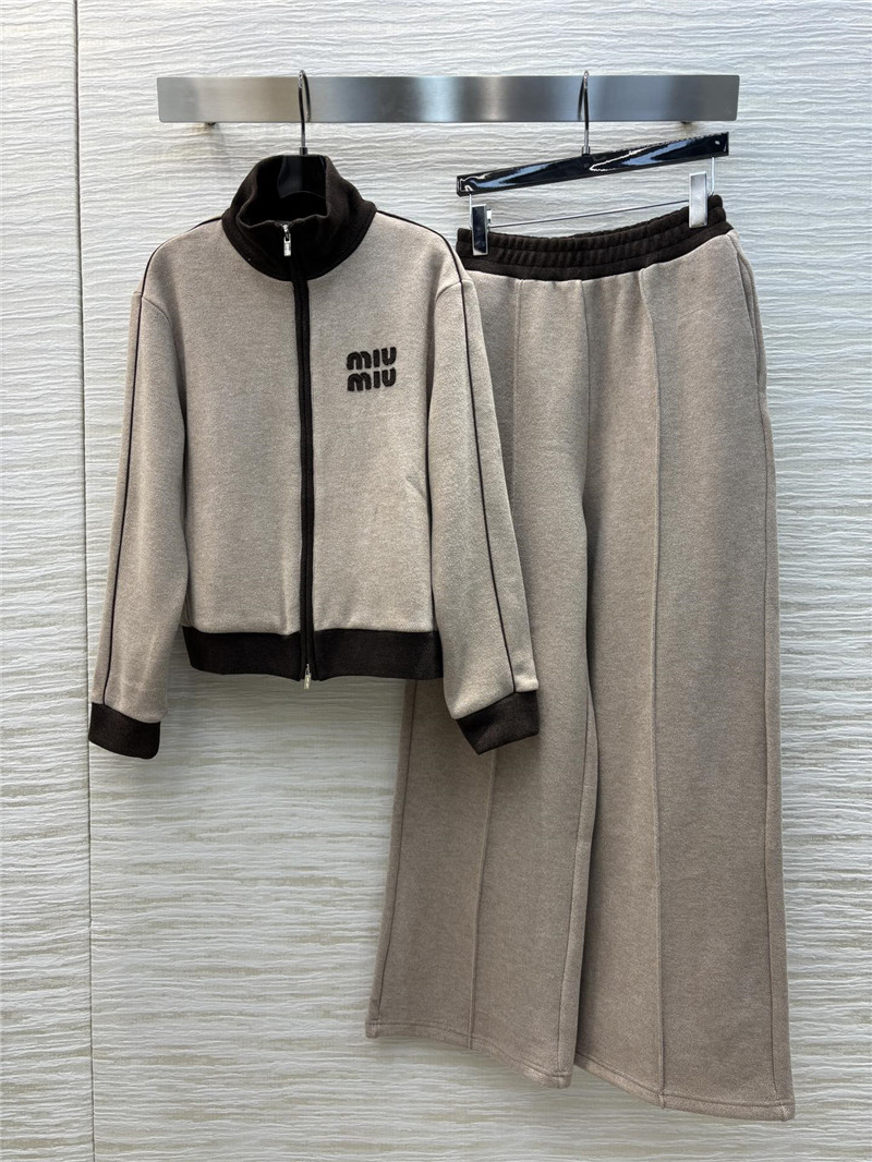 M1um1u zipper jacket + casual pants set