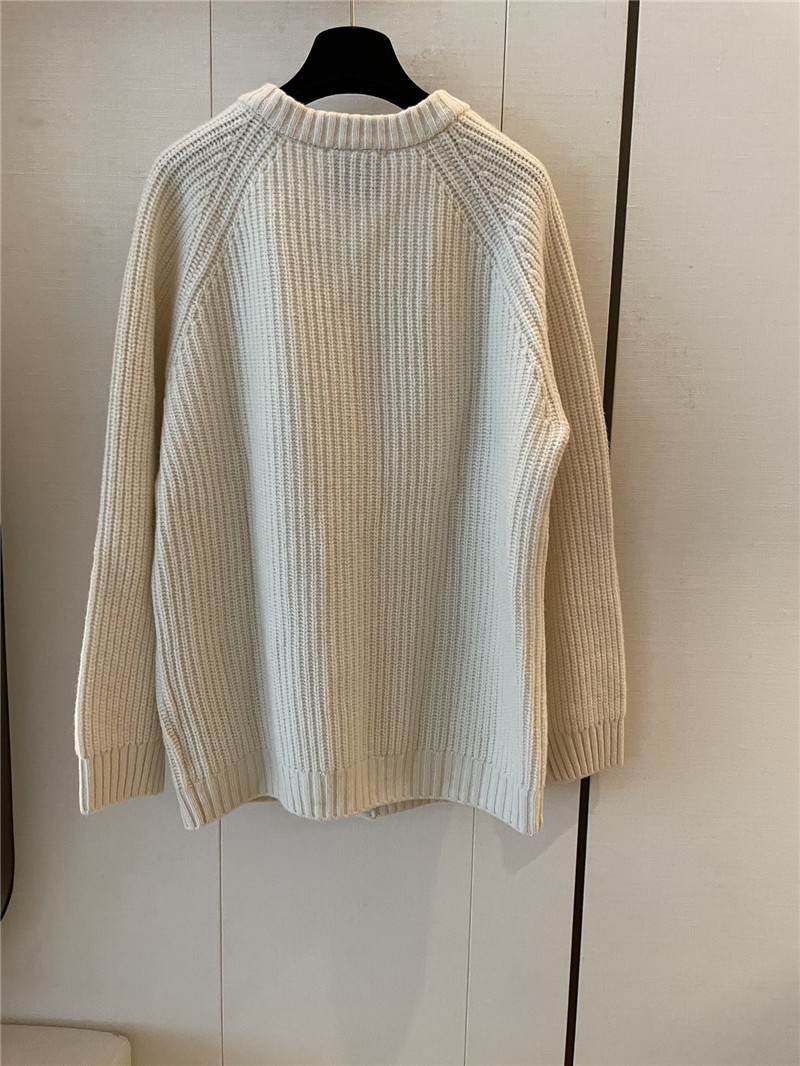 Ch**el pocket rib wool cardigan off-white