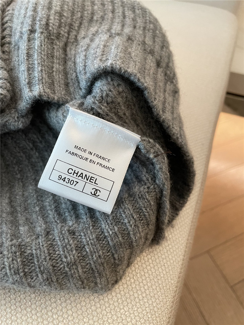 Ch**el pocket rib wool cardigan in grey