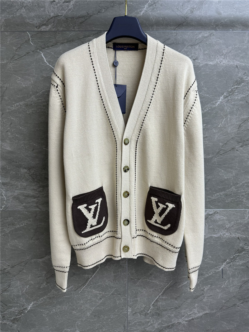 l0vis Vvtt0n intarsia pocket cotton cardigan
