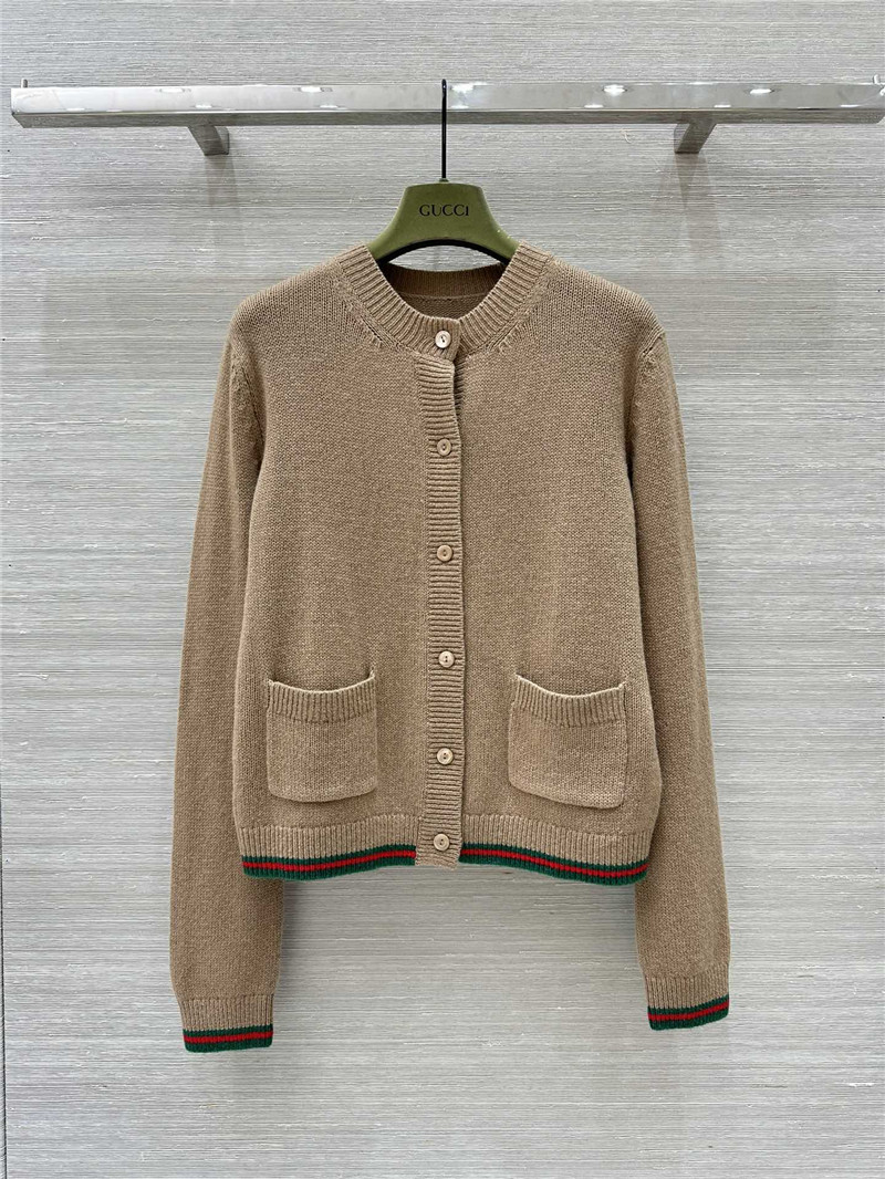 Gvc*1 beige cardigan with web finishes