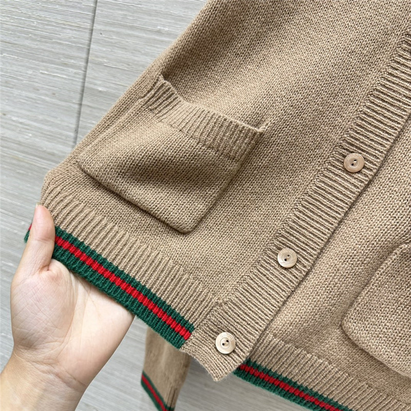 Gvc*1 beige cardigan with web finishes