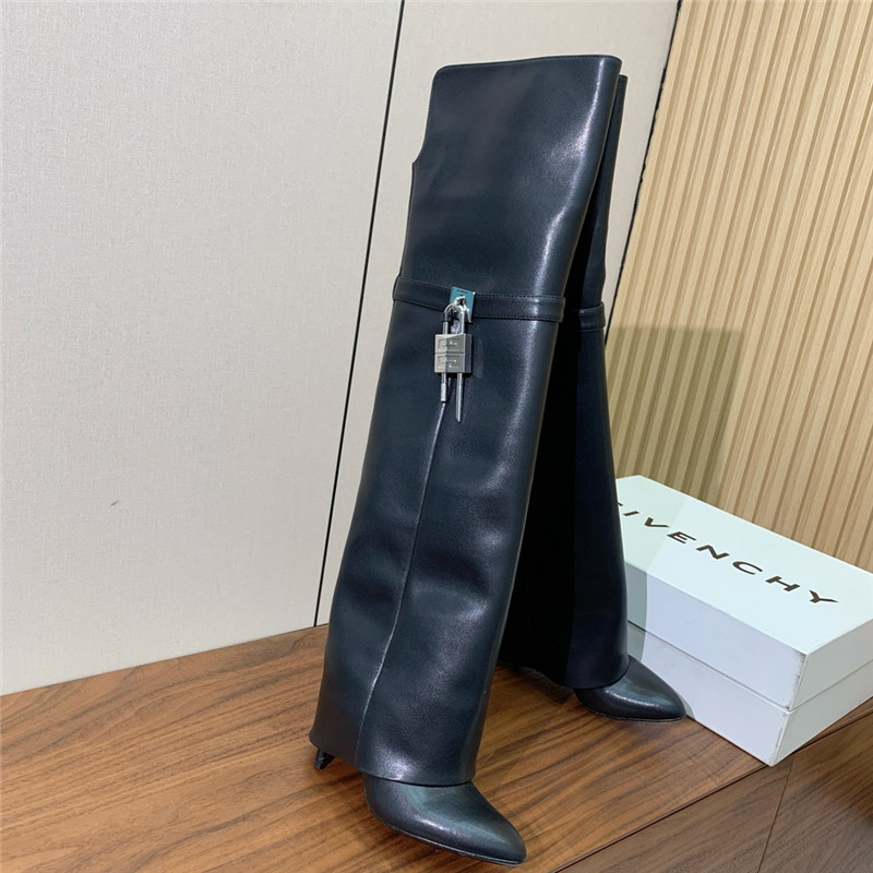 Givenchy Shark Lock Leather Over-the-Knee Boots