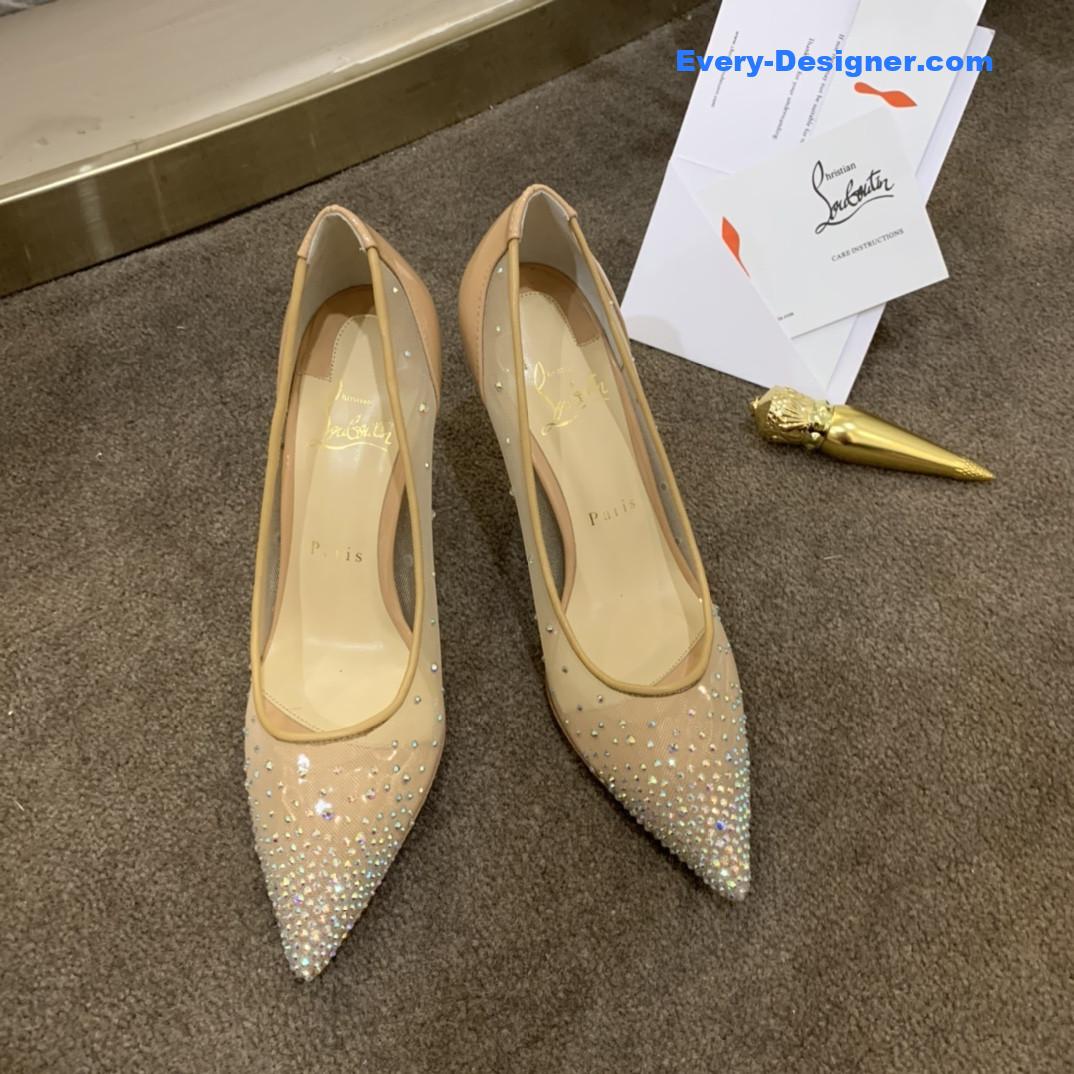 Chr1st1an louboutin rhinestone mesh pumps