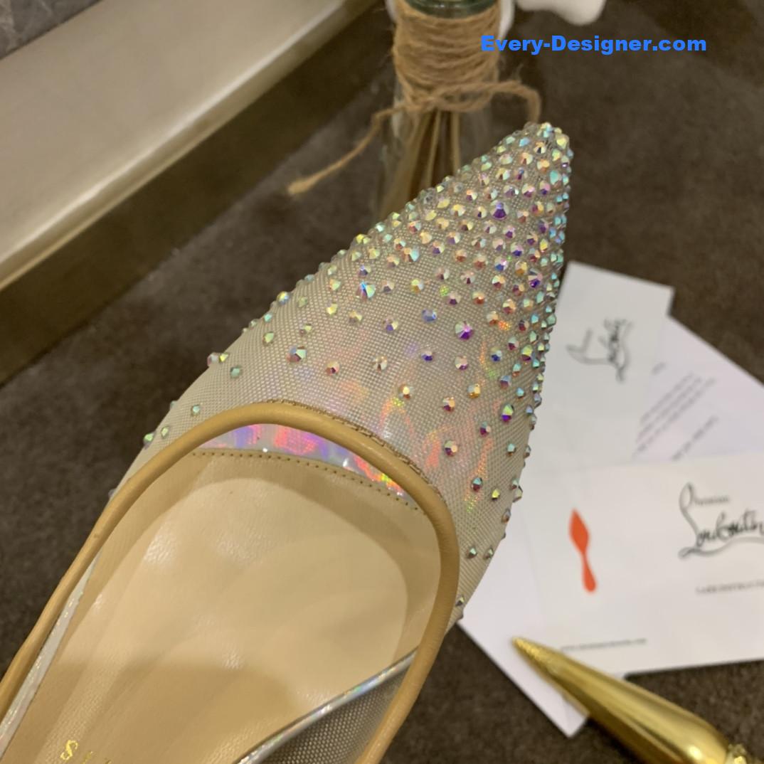 Chr1st1an louboutin rhinestone mesh pumps