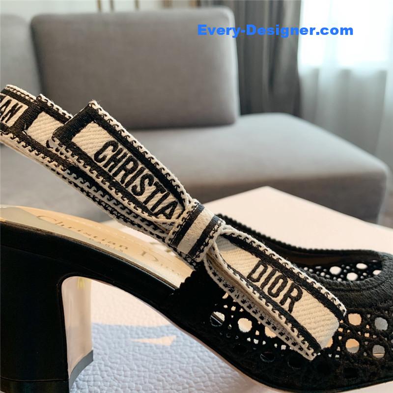 D10r new hollow lace bow high-heeled sandals