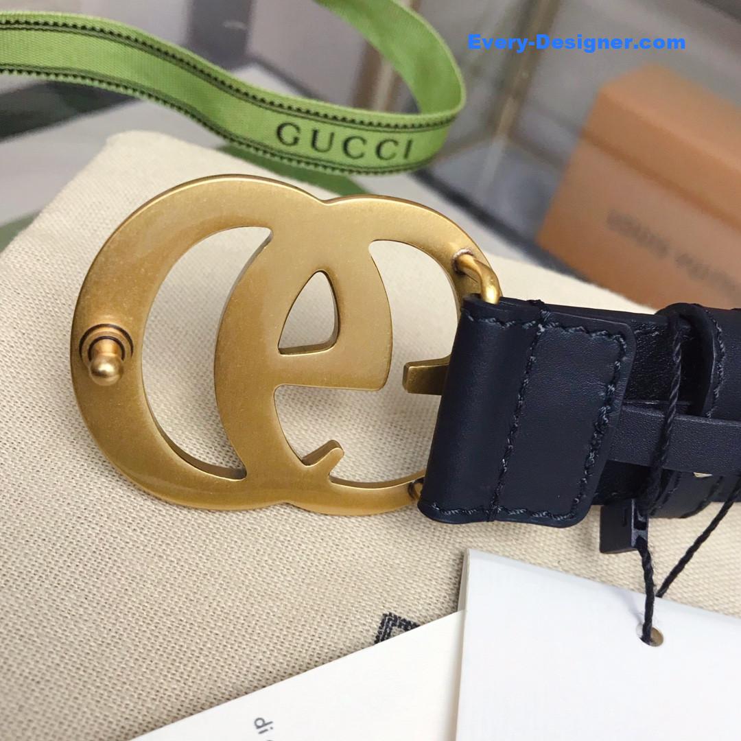 Gvc*1 leather belt with double g buckle