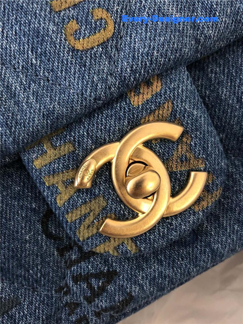 Ch**el graffiti denim cf bag