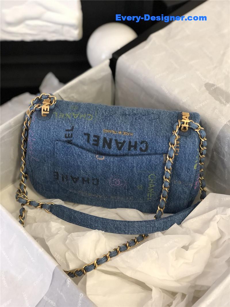 Ch**el graffiti denim cf bag
