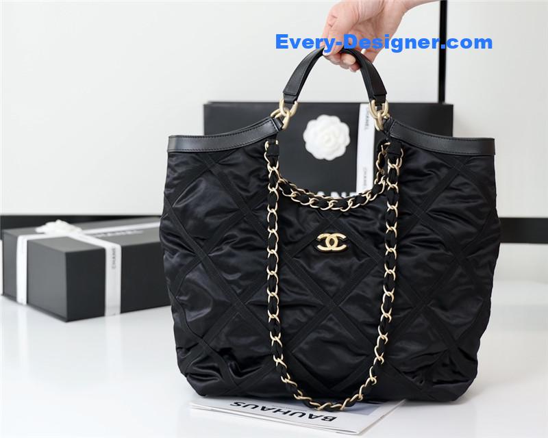 Ch**el black nylon shopping bag
