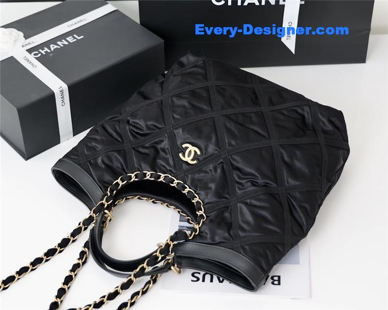 Ch**el black nylon shopping bag