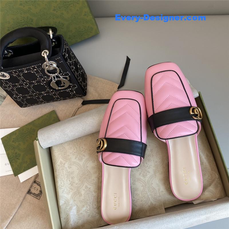 Gvc*1 horsebit color block muller half slippers