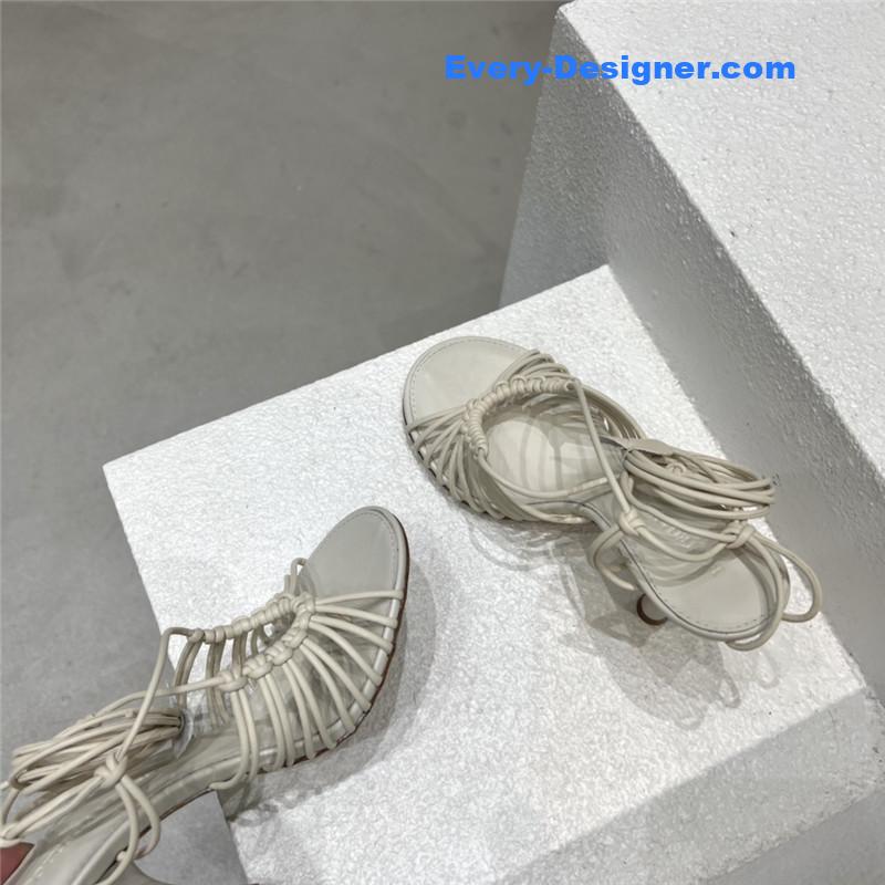 b0tt*ga Ven*ta cotton woven round toe heeled sandals