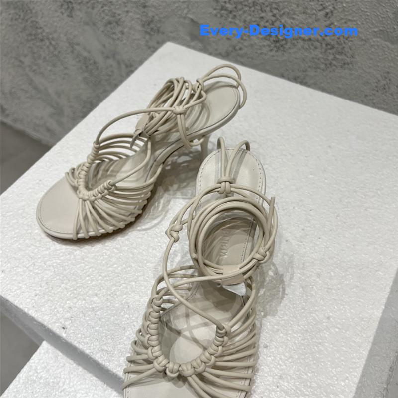 b0tt*ga Ven*ta cotton woven round toe heeled sandals