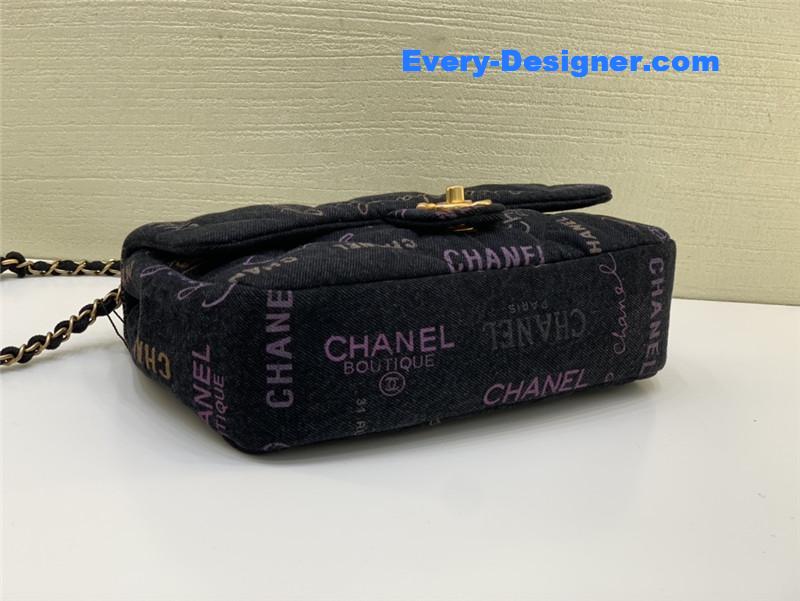 Ch**el graffiti denim print cf bag