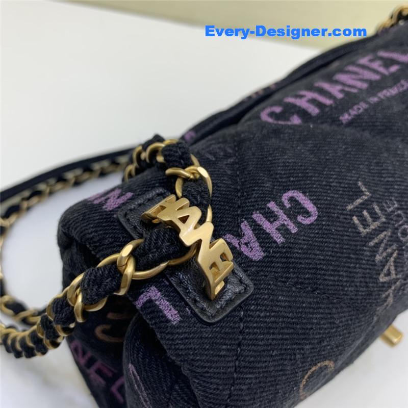 Ch**el graffiti denim print cf bag small