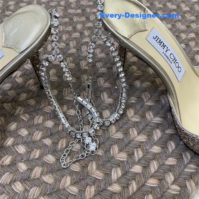 J1m*y Ch00 silver glitter heels