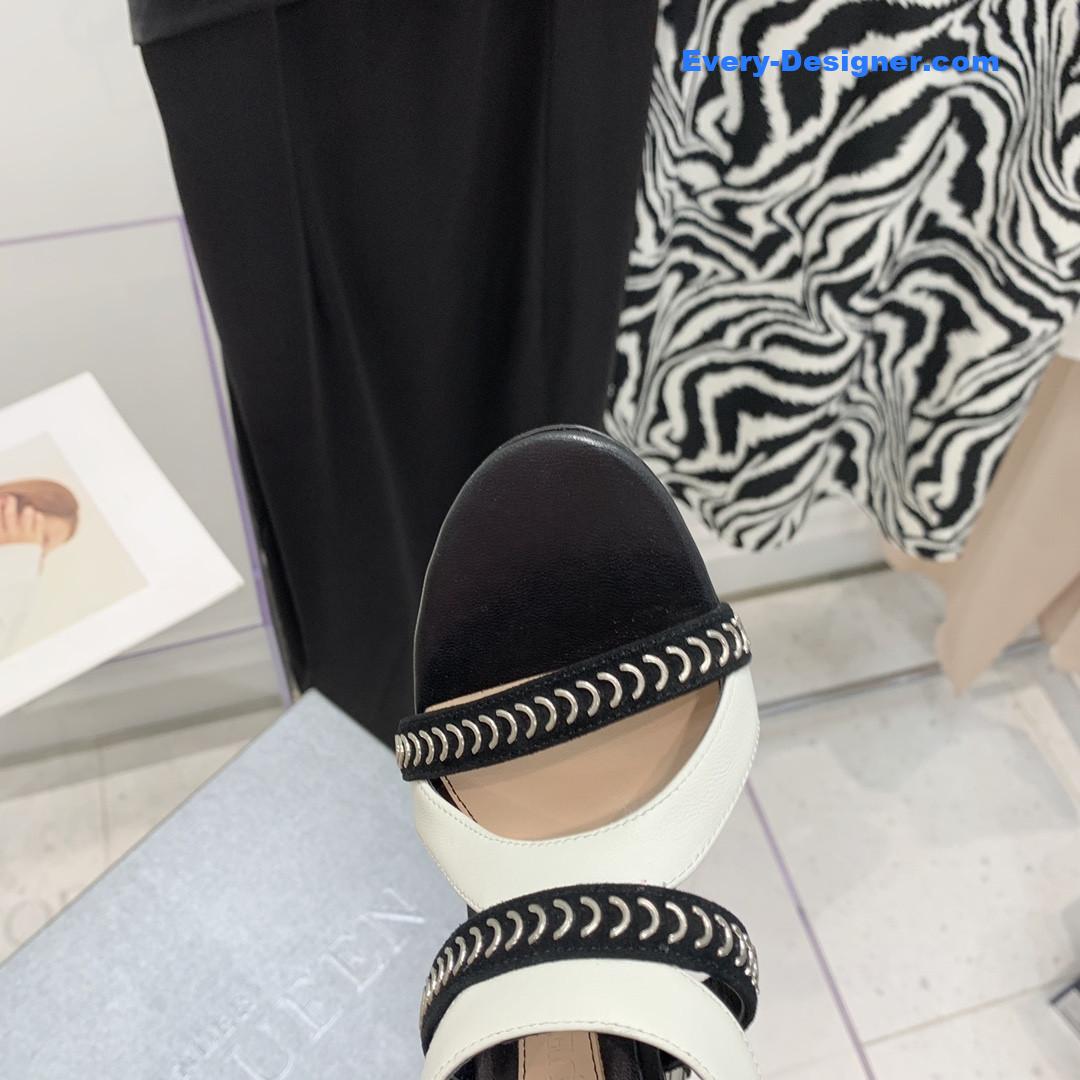 a1exa*der Mcqv*en metal embellished open toe sandals