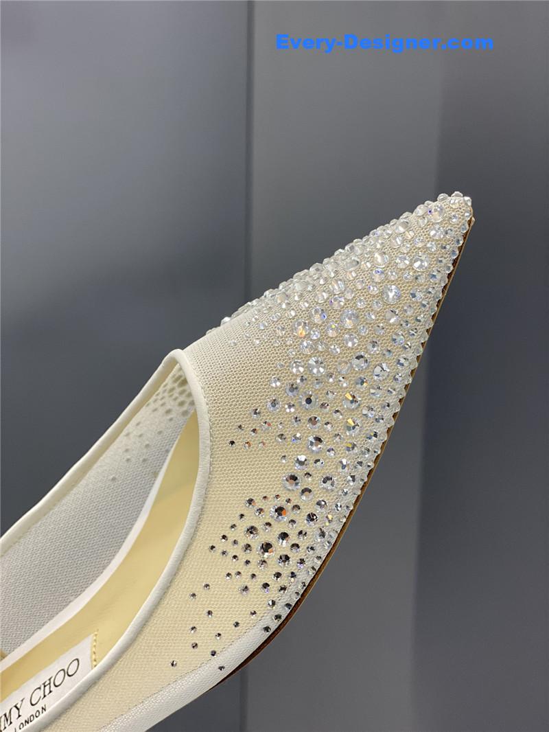 j1m*y ch00 jc mesh hot D1am0nd high-heeled shoes