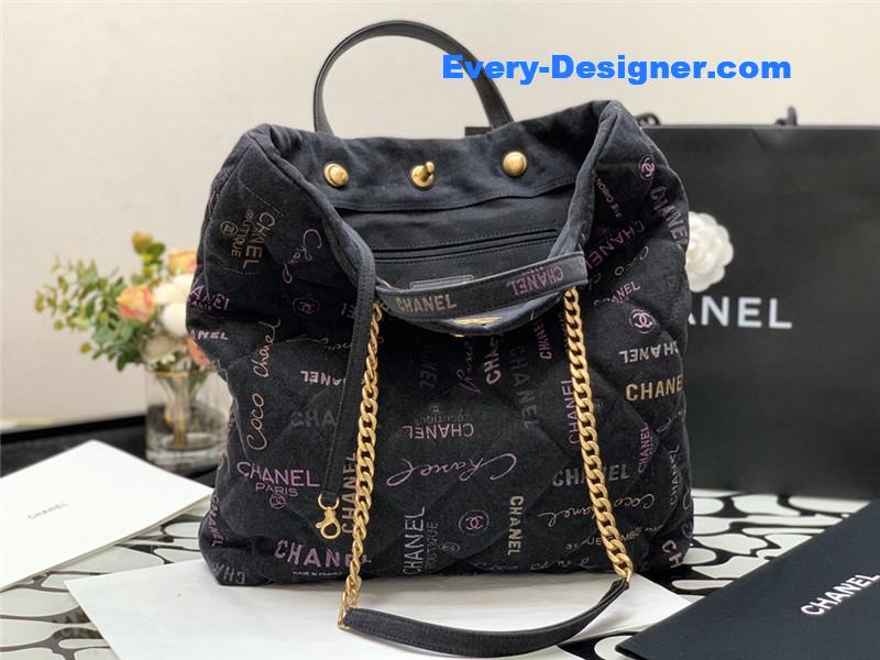 Ch**el graffiti denim shopping bag