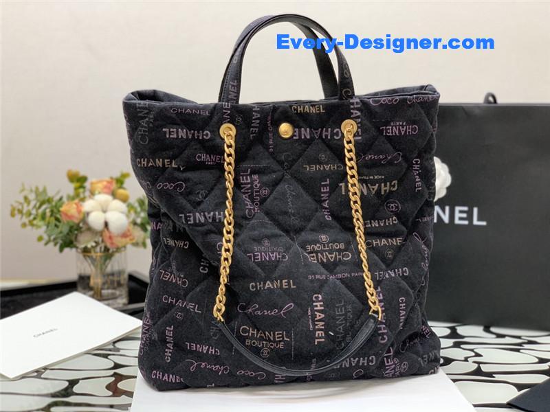 Ch**el graffiti denim shopping bag