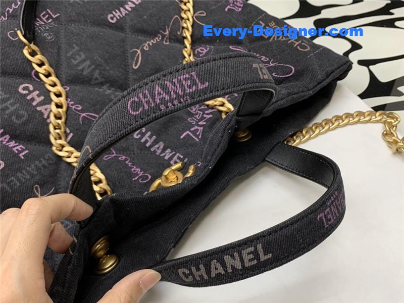 Ch**el graffiti denim shopping bag