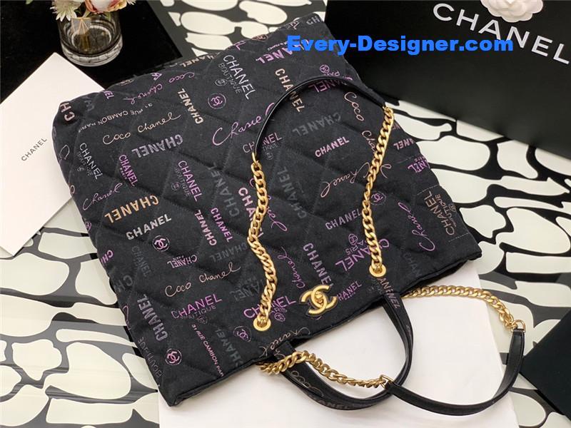 Ch**el graffiti denim shopping bag