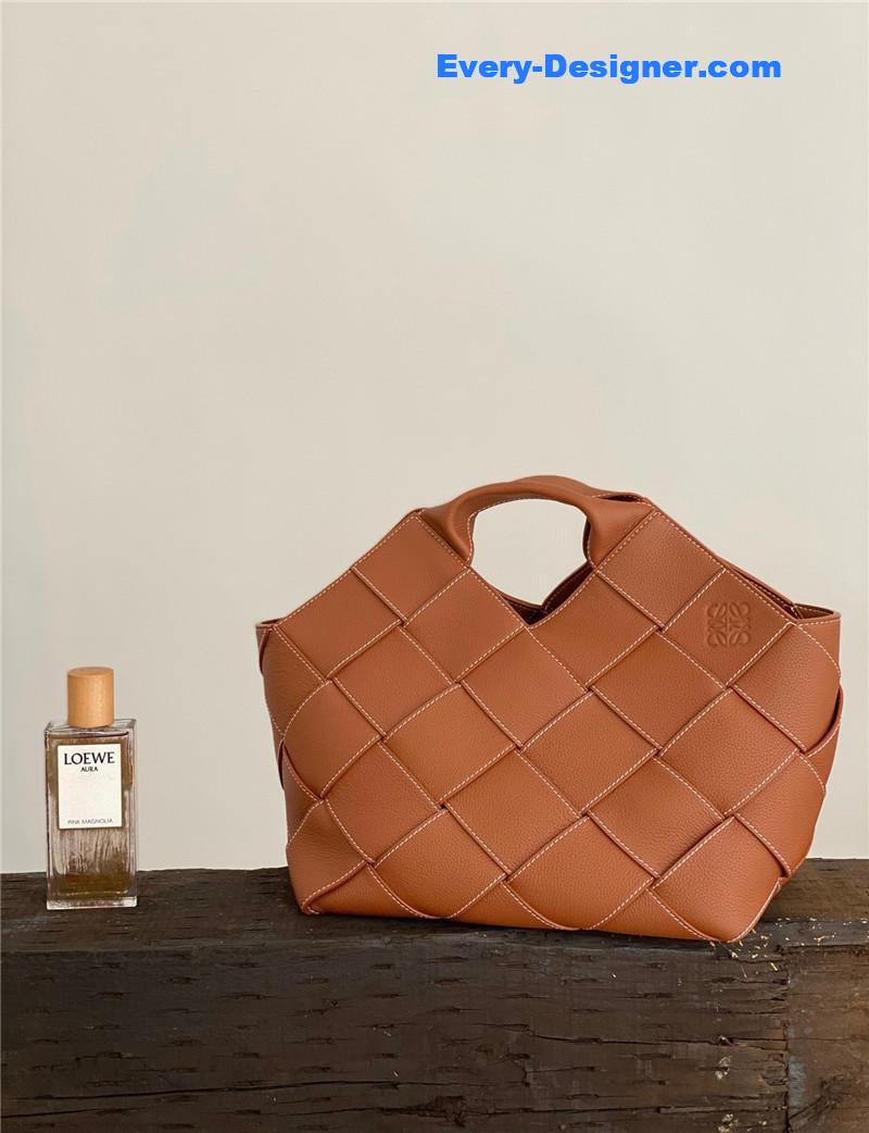 L0ew* woven basket gingham bag