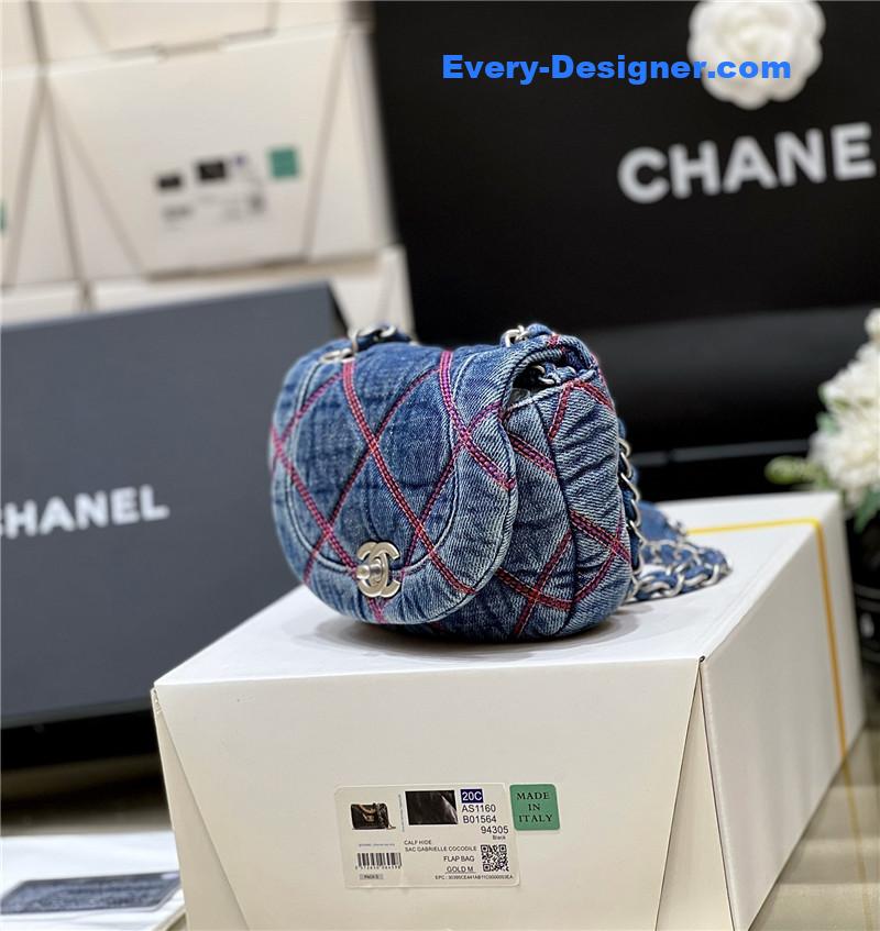 Ch**el coco beach denim mini saddle bag