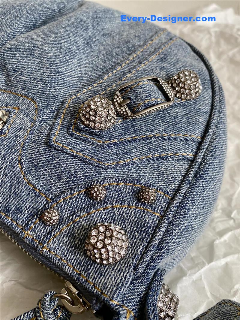 Ba1en*iaga le cagole denim motorcycle bag