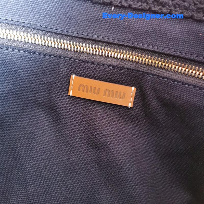 M1um1u straw woven cotton tote bag