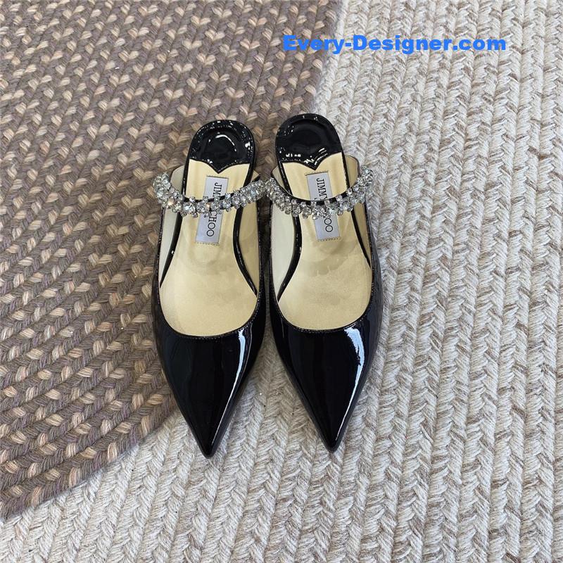 J1m*y Ch00 rhinestone slide sandals