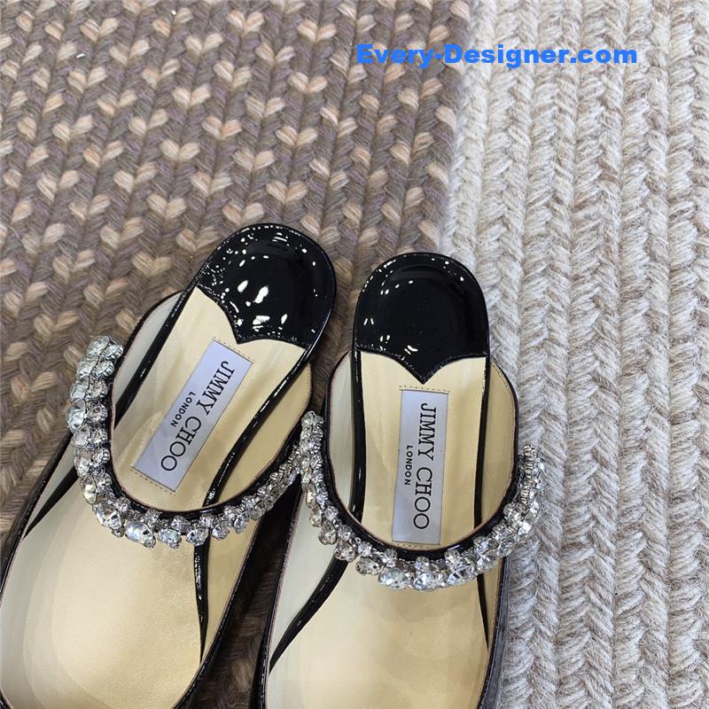 J1m*y Ch00 rhinestone slide sandals