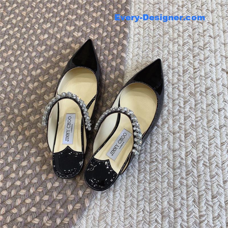 J1m*y Ch00 rhinestone slide sandals