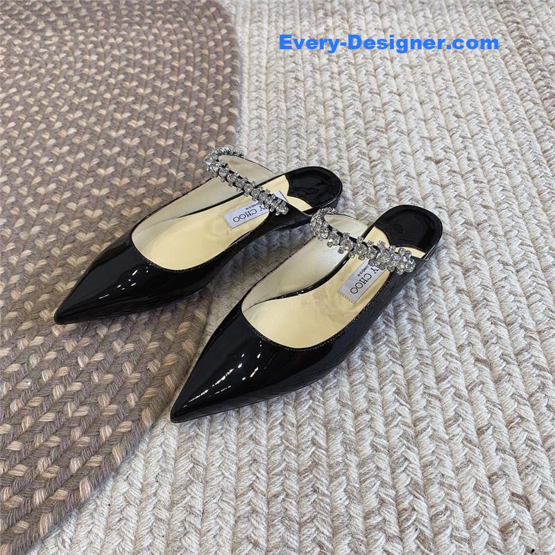 J1m*y Ch00 rhinestone slide sandals