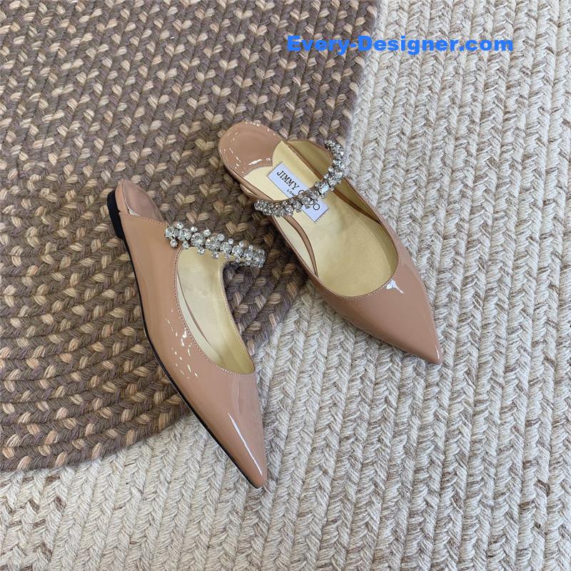 J1m*y Ch00 rhinestone slide sandals