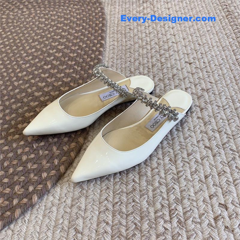 J1m*y Ch00 rhinestone slide sandals