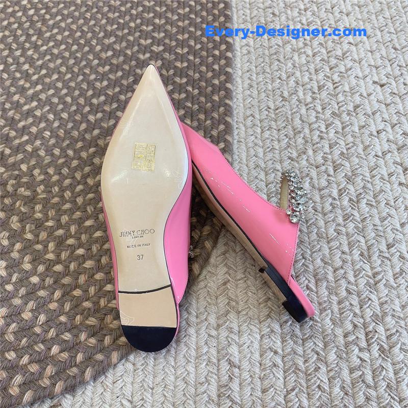 J1m*y Ch00 rhinestone slide sandals