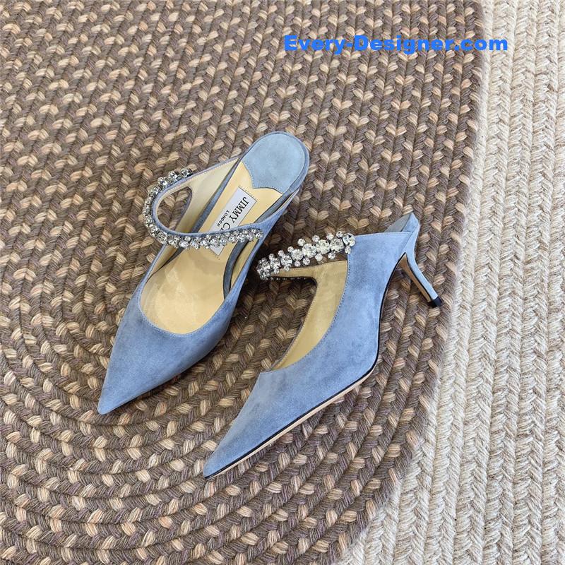 J1m*y Ch00 rhinestone slide sandals