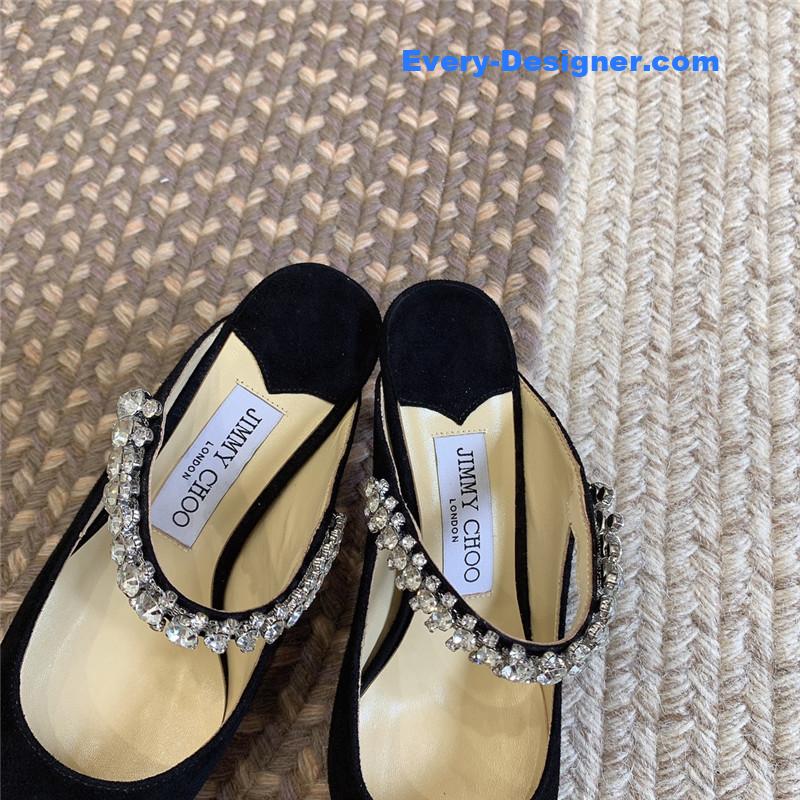 J1m*y Ch00 rhinestone slide sandals