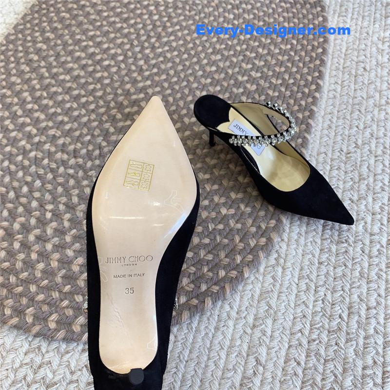 J1m*y Ch00 rhinestone slide sandals