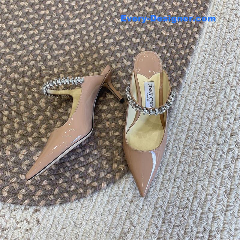 J1m*y Ch00 rhinestone slide sandals