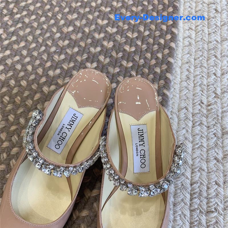 J1m*y Ch00 rhinestone slide sandals
