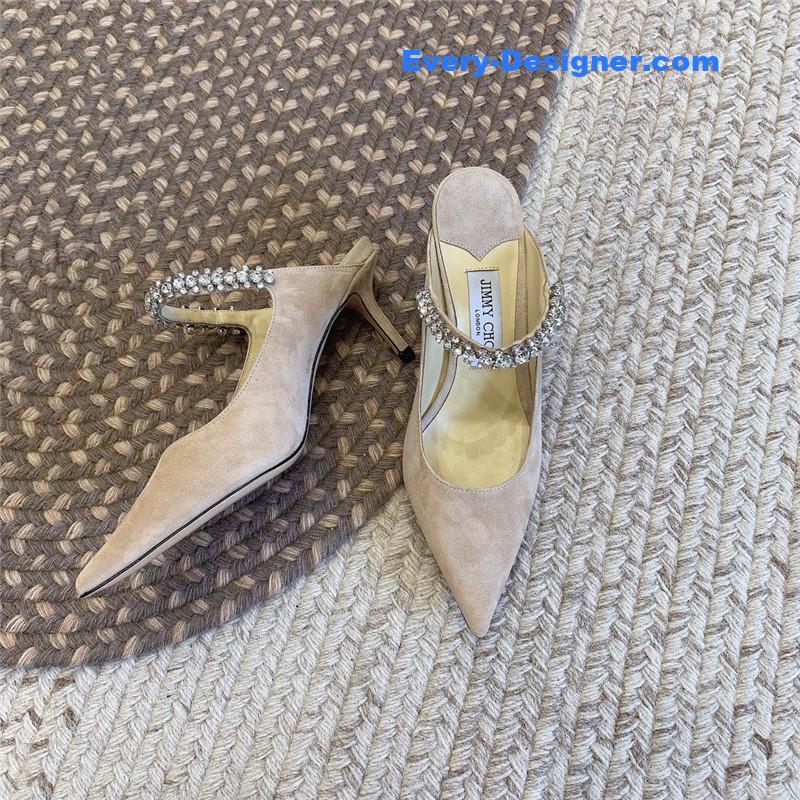 J1m*y Ch00 rhinestone slide sandals