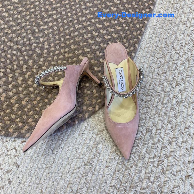 J1m*y Ch00 rhinestone slide sandals